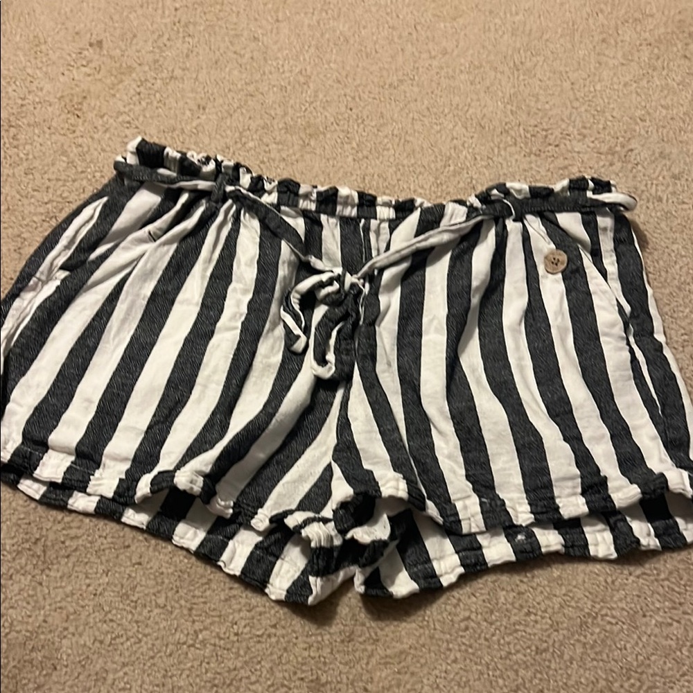 Maurices Black and White Striped High Waist Shorts